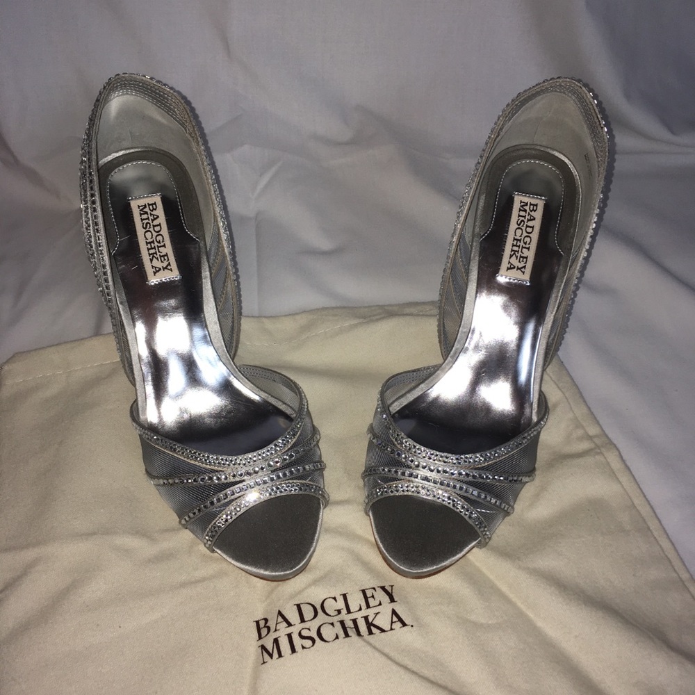 Silver rhinestone Badgley Mischka Heel